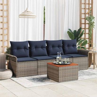 Set de canapele pentru grădină 5 pcs Gri și albastru marin GartenMobel Dekor