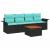 Set de canapele pentru grădină 5 pcs Negru și Turcoaz poliratan GartenMobel Dekor