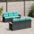 Set de canapele pentru grădină 7 pcs Negru și Turcoaz poliratan GartenMobel Dekor