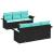 Set de canapele pentru grădină 7 pcs Negru și Turcoaz poliratan GartenMobel Dekor