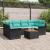 Set de canapele pentru grădină 7 pcs Negru și Turcoaz poliratan GartenMobel Dekor