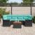 Set de canapele pentru grădină 7 pcs Negru și Turcoaz poliratan GartenMobel Dekor