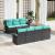 Set de canapele pentru grădină 8 pcs Negru și Turcoaz poliratan GartenMobel Dekor