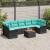 Set de canapele pentru grădină 8 pcs Negru și Turcoaz poliratan GartenMobel Dekor