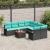 Set de canapele pentru grădină 9 pcs Negru și Turcoaz poliratan GartenMobel Dekor