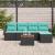 Set de canapele pentru grădină 6 pcs Negru și Turcoaz poliratan GartenMobel Dekor