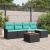 Set de canapele pentru grădină 6 pcs Negru și Turcoaz poliratan GartenMobel Dekor