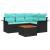 Set de canapele pentru grădină 5 pcs Negru și Turcoaz poliratan GartenMobel Dekor