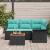 Set de canapele pentru grădină 5 pcs Negru și Turcoaz poliratan GartenMobel Dekor