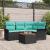 Set de canapele pentru grădină 5 pcs Negru și Turcoaz poliratan GartenMobel Dekor