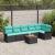 Set de canapele pentru grădină 7 pcs Negru și Turcoaz poliratan GartenMobel Dekor
