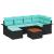 Set de canapele pentru grădină 7 pcs Negru și Turcoaz poliratan GartenMobel Dekor