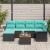 Set de canapele pentru grădină 7 pcs Negru și Turcoaz poliratan GartenMobel Dekor