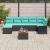 Set de canapele pentru grădină 8 pcs Negru și Turcoaz poliratan GartenMobel Dekor