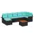 Set de canapele pentru grădină 8 pcs Negru și Turcoaz poliratan GartenMobel Dekor