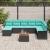 Set de canapele pentru grădină 9 pcs Negru și Turcoaz poliratan GartenMobel Dekor