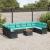Set de canapele pentru grădină 11 pcs Negru și Turcoaz GartenMobel Dekor
