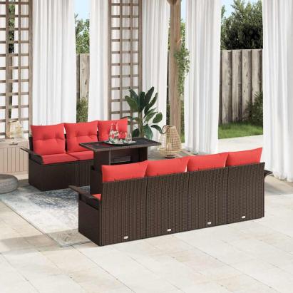 Set de canapele pentru grădină cu pernă 8 pcs Maro Poli Rattan GartenMobel Dekor