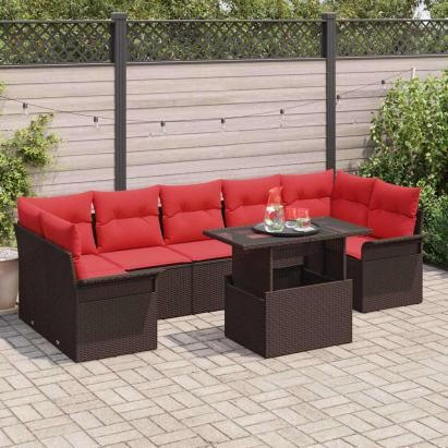 Set de canapele pentru grădină cu pernă 8 pcs Maro Poli Rattan GartenMobel Dekor