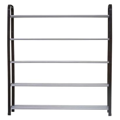 Etajera pentru pantofi 5Five, 4 niveluri, 16 perechi, metal si plastic, negru