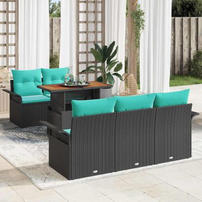 Set de canapele pentru grădină 6 pcs Negru Rattan poli GartenMobel Dekor