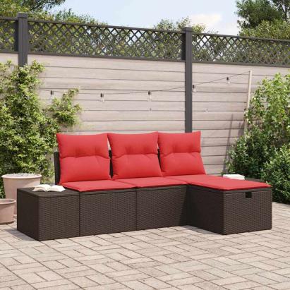 Set de canapele pentru grădină cu pernă 4 pcs poliratan GartenMobel Dekor