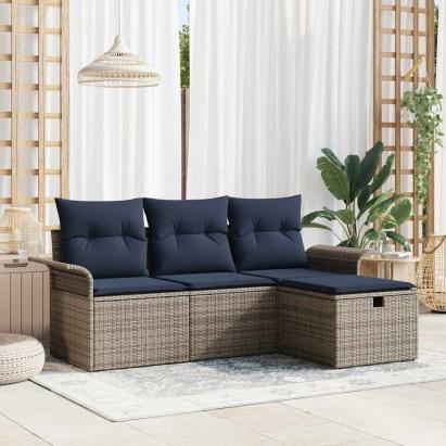 Set de canapele pentru grădină cu pernă 4 pcs Rattan poli GartenMobel Dekor