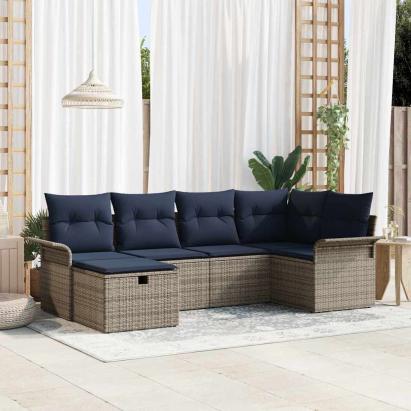 Set de canapele pentru grădină cu pernă 6 pcs Rattan poli GartenMobel Dekor