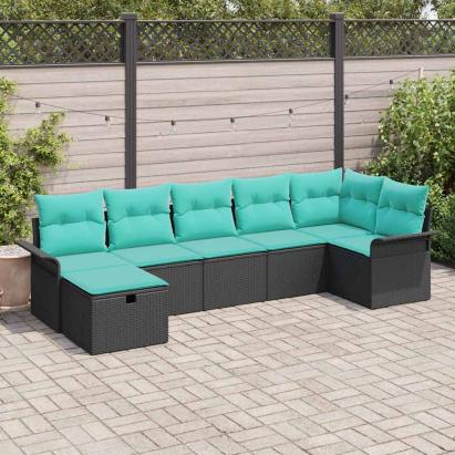 Set de canapele pentru grădină cu pernă 7 pcs Rattan poli GartenMobel Dekor