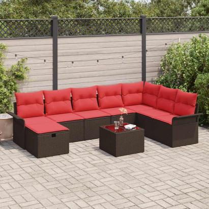 Set de canapele pentru grădină cu pernă 9 pcs Rattan poli GartenMobel Dekor