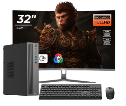 Pachet Business Smart OptimX T5 SFF cu procesor Intel Core i5-9400, 16GB DDR4, 512GB SSD, Win11 Pro și Monitor Curbat 32" FHD, IPS, LED + kit tastatura si mouse Pro KM500 cu fir NewTechnology Media