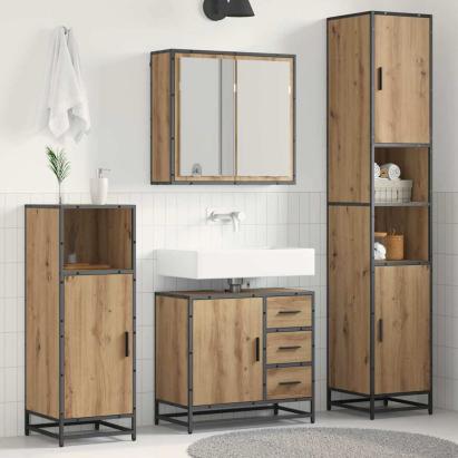 Set de mobilier pentru baie cu sertar 3 pcs Stejar Artizanal GartenMobel Dekor