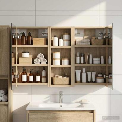 Set dulap baie cu raft 3 pcs 80 x 10,5 x 50 cm Lemn compozit GartenMobel Dekor