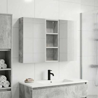 Set dulap baie cu raft 3 pcs 80 x 10,5 x 50 cm Lemn compozit GartenMobel Dekor