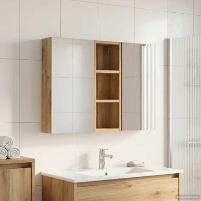 Set dulap baie cu raft 3 pcs 80 x 10,5 x 50 cm Lemn compozit GartenMobel Dekor