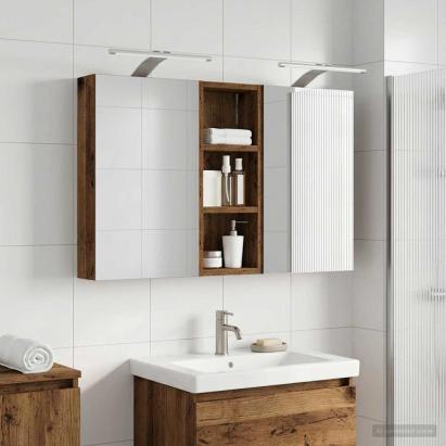 Set dulap baie cu raft 3 pcs 80 x 10,5 x 50 cm Lemn compozit GartenMobel Dekor