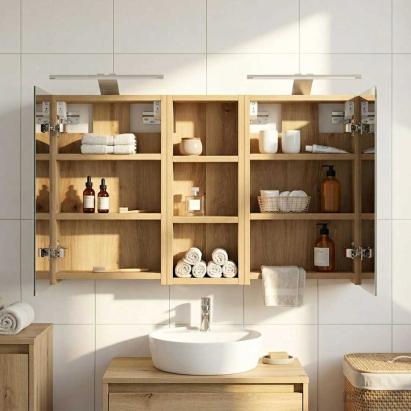 Set dulap baie cu raft 3 pcs 80 x 10,5 x 50 cm Lemn compozit GartenMobel Dekor