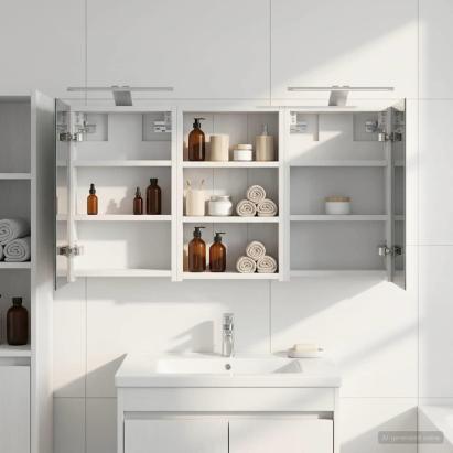 Set dulap baie cu raft 3 pcs 90 x 10,5 x 50 cm Lemn compozit GartenMobel Dekor