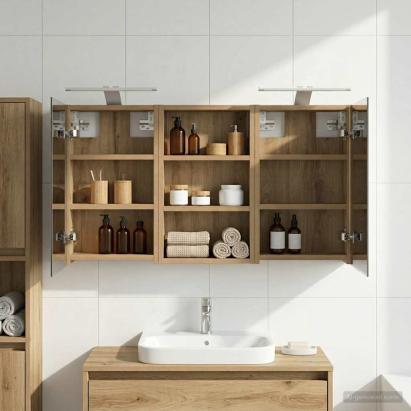 Set dulap baie cu raft 3 pcs 90 x 10,5 x 50 cm Lemn compozit GartenMobel Dekor