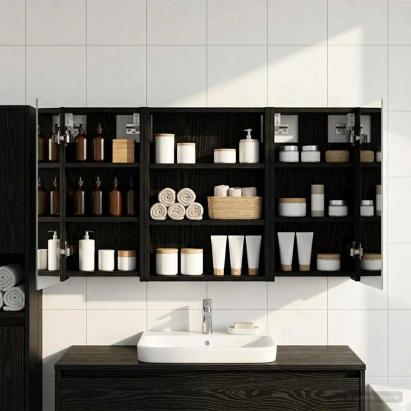 Set dulap baie cu raft 3 pcs 100 x 10,5 x 50 cm Lemn compozit GartenMobel Dekor