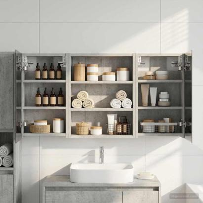 Set dulap baie cu raft 3 pcs 100 x 10,5 x 50 cm Lemn compozit GartenMobel Dekor