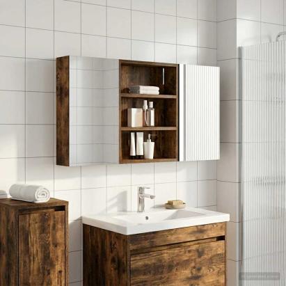 Set dulap baie cu raft 3 pcs 100 x 10,5 x 50 cm Lemn compozit GartenMobel Dekor