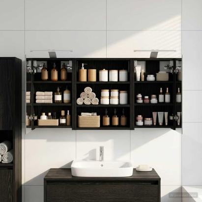 Set dulap baie cu raft 3 pcs 100 x 10,5 x 50 cm Lemn compozit GartenMobel Dekor