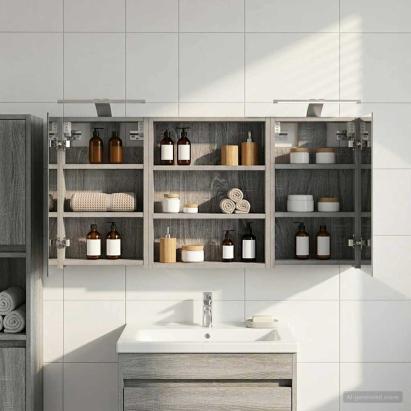 Set dulap baie cu raft 3 pcs 100 x 10,5 x 50 cm Lemn compozit GartenMobel Dekor