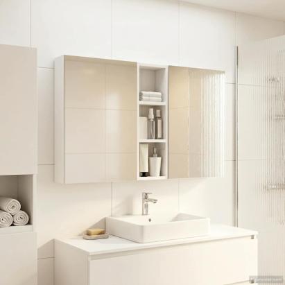 Set dulap baie cu raft 3 pcs 100 x 10,5 x 60,5 cm Lemn compozit GartenMobel Dekor