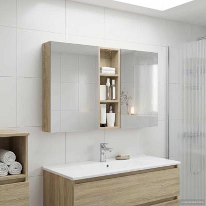 Set dulap baie cu raft 3 pcs 100 x 10,5 x 60,5 cm Lemn compozit GartenMobel Dekor