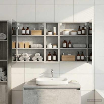 Set dulap baie cu raft 3 pcs 100 x 10,5 x 60,5 cm Lemn compozit GartenMobel Dekor