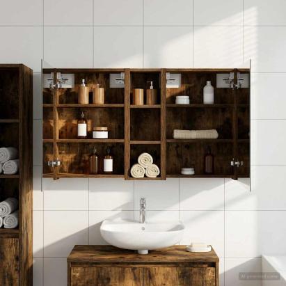 Set dulap baie cu raft 3 pcs 100 x 10,5 x 60,5 cm Lemn compozit GartenMobel Dekor