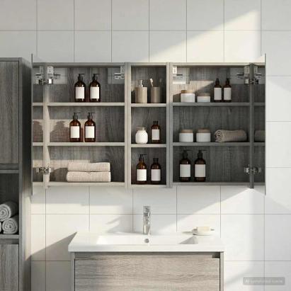 Set dulap baie cu raft 3 pcs 100 x 10,5 x 60,5 cm Lemn compozit GartenMobel Dekor