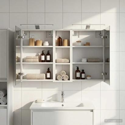 Set dulap baie cu raft 3 pcs 100 x 10,5 x 60,5 cm Lemn compozit GartenMobel Dekor